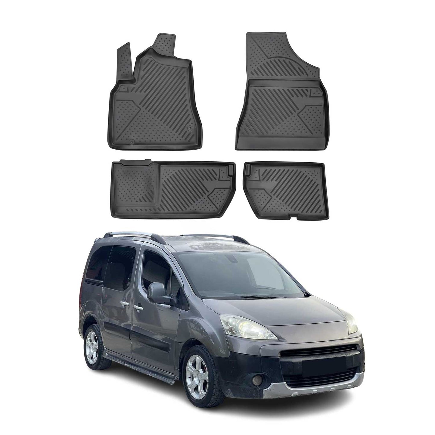 Covorașe auto Peugeot Partner Tepee 2008-2018 TPE Negre 4 buc