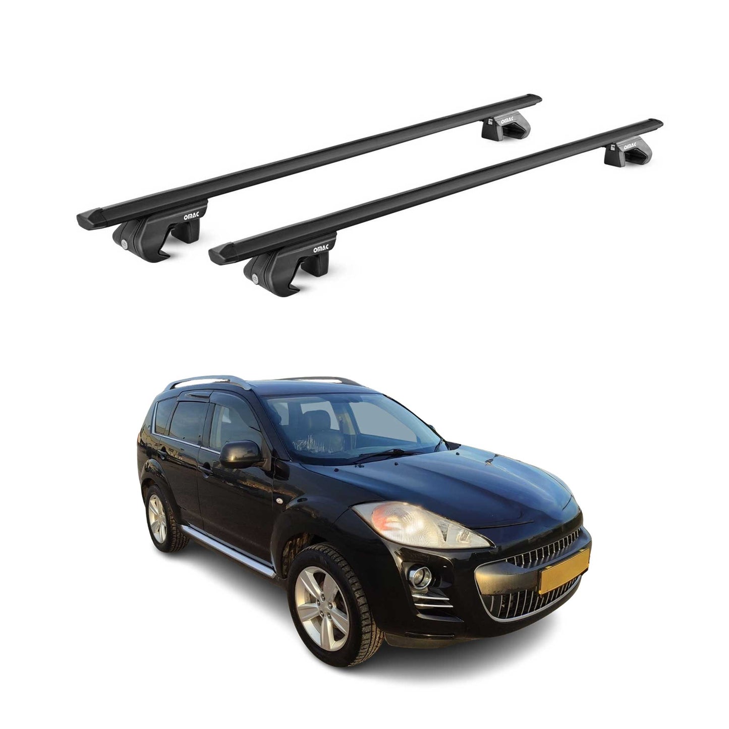 Portbagaj de plafon pentru Peugeot 4007 2007-2012 5 uși 90 kg aluminiu negru 2x ABE