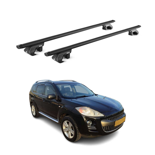 Portbagaj de plafon pentru Peugeot 4007 2007-2012 5 uși 90 kg aluminiu negru 2x ABE