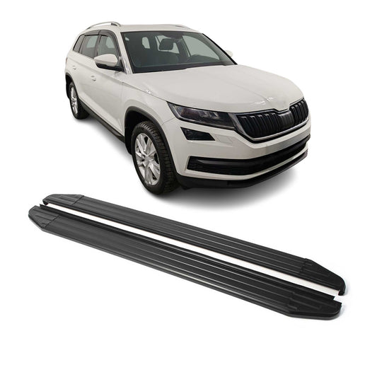 Trittbretter Seitenschweller für Skoda Kodiaq 2017-2024 Alu Schwarz ABE