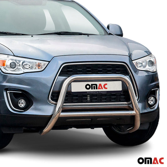 Bară de protecție/buton față pentru Mitsubishi ASX 2012-2017, omologată ABE, oțel, argintiu, protecție împotriva impactului