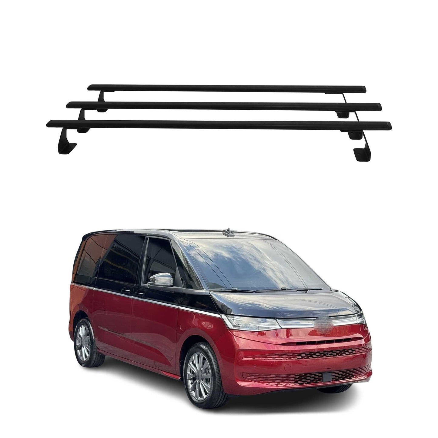 Dachträger Grundtäger für VW T7 Multivan 2021-2025 75kg Stahl Schwarz 3 tlg