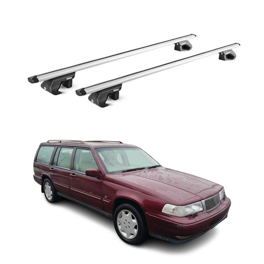 Portbagaj de plafon pentru Volvo 940 1990-1998 5 uși 90 kg aluminiu argintiu 2 piese ABE
