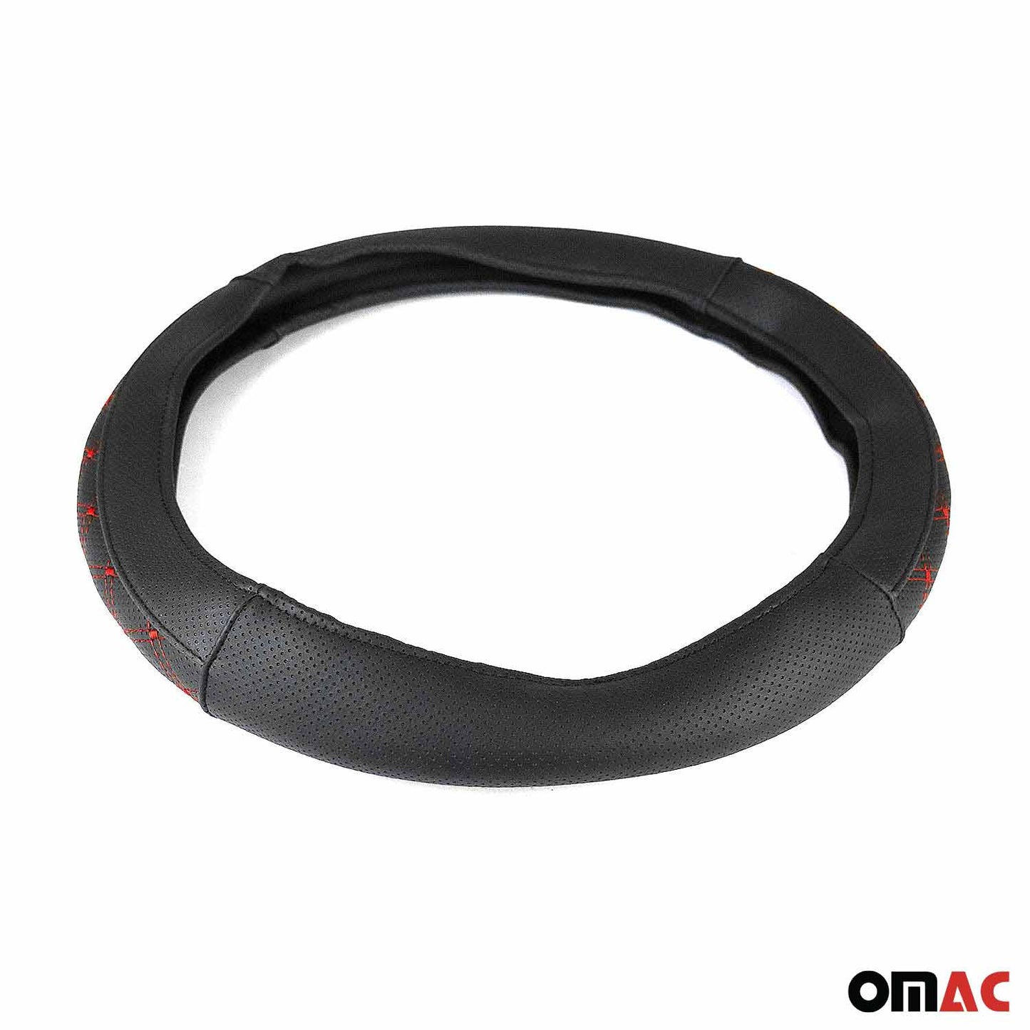 Lenkradbezug Lenkradschoner Lenkrad Abdeckung Schwarz Rot Stiche Ø 38-40 cm