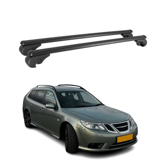 Dachträger für Saab 9-3 Sport Combi 2005-2012 Gepäckträger Aluminium Schwarz 2x