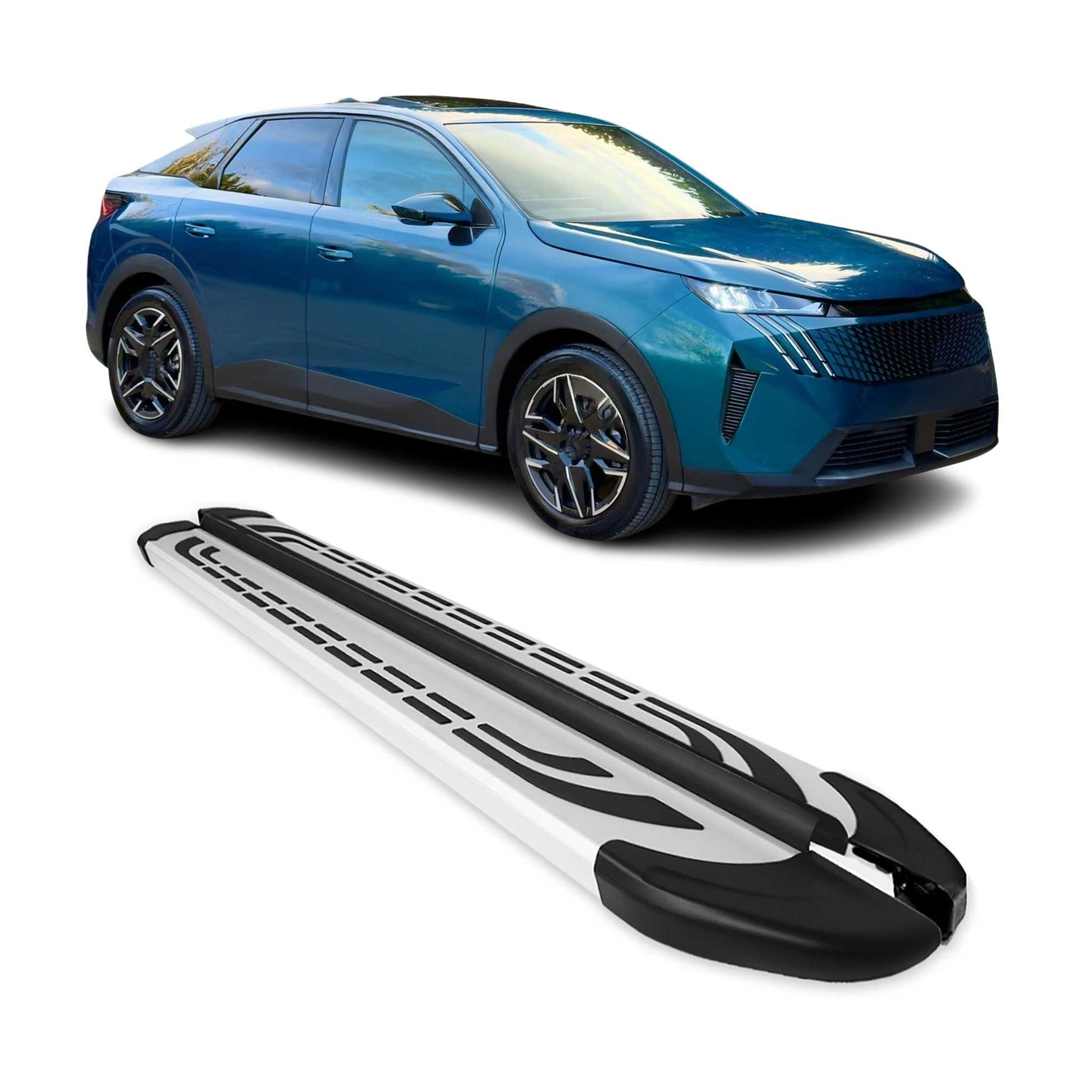 Praguri laterale pentru Peugeot e-3008 2024-2025, aluminiu, argintiu