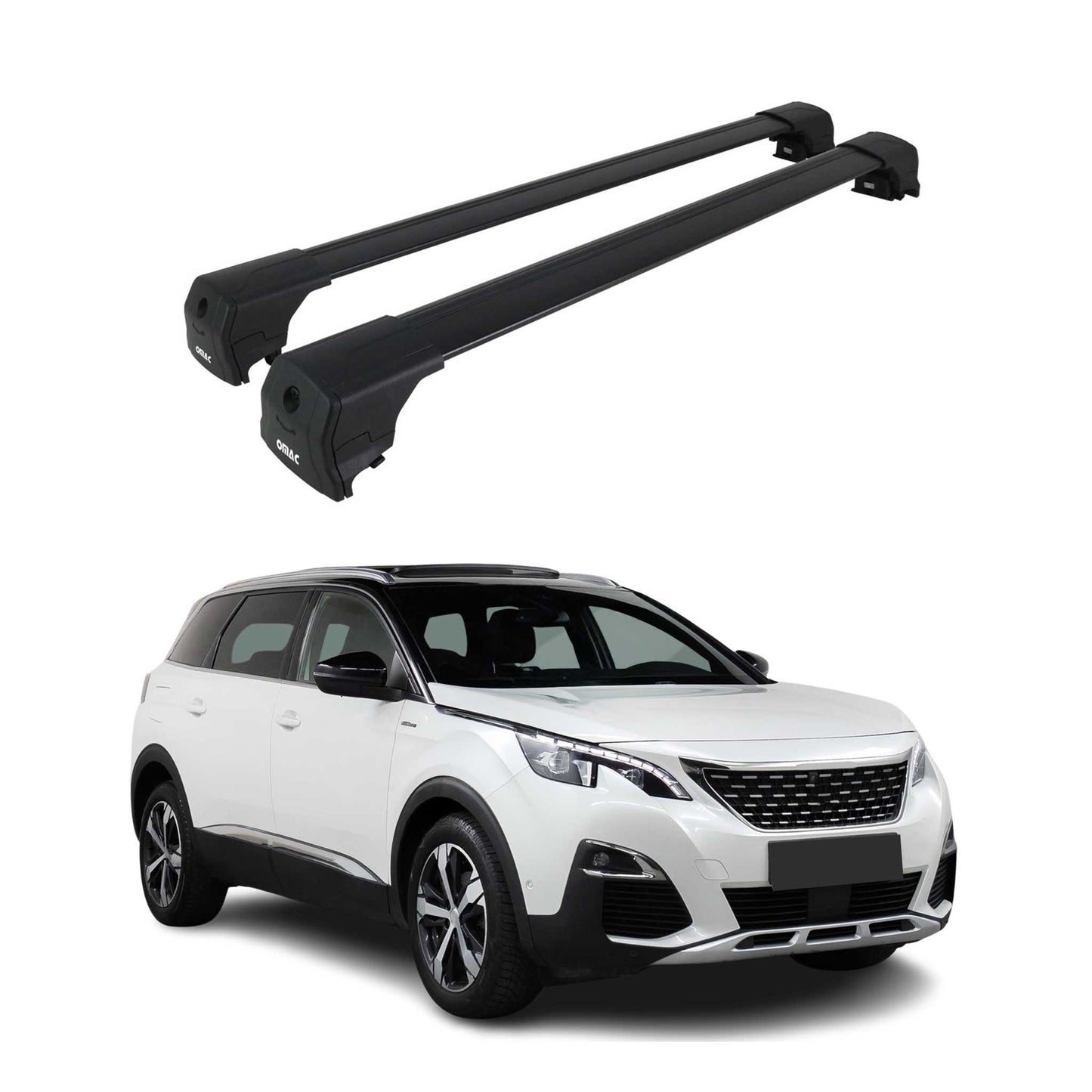 Dachträger Grundtäger für Peugeot 5008 mk2 2017-2024 75kg Alu Schwarz 2 tlg