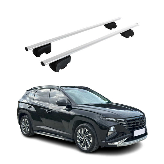 Portbagaj de plafon pentru Hyundai Tucson 2020-2025, metal, argintiu, omologat ABE, 2x