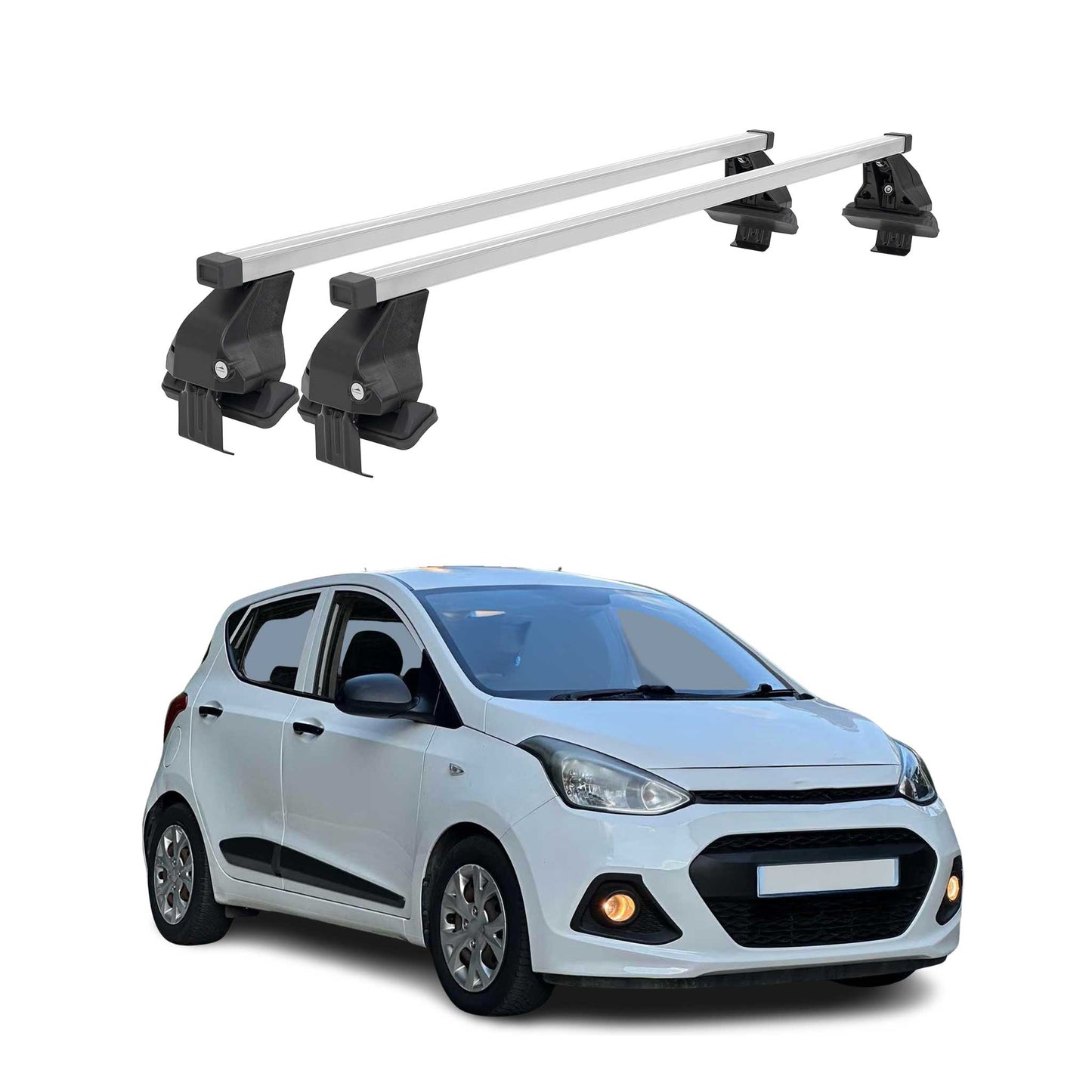 Menabo Dachträger Grundtäger für Hyundai i10 2013-2017 50kg Stahl Silber 2 tlg