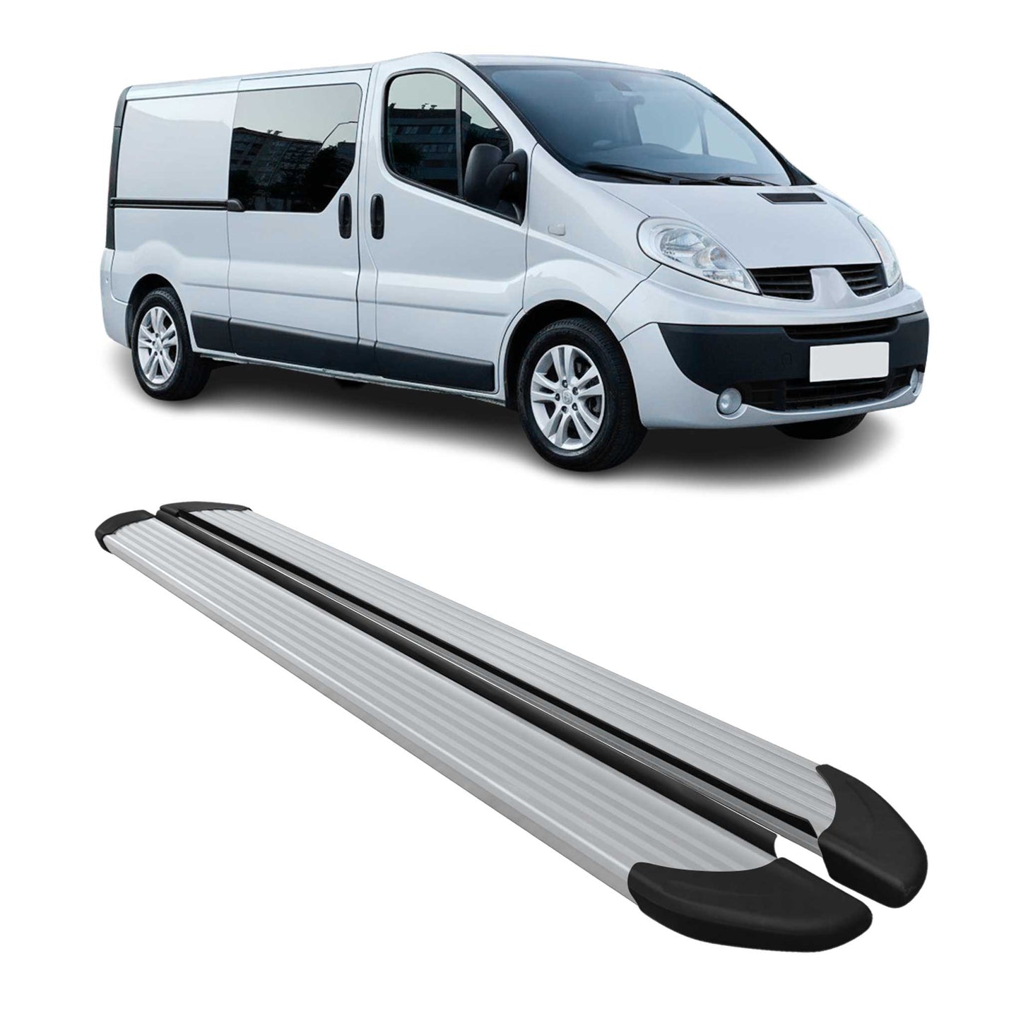 Seitenschweller Trittbretter Schweller für Opel Vivaro 2001-2014 L2 Alu Grau