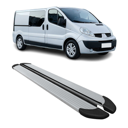 Praguri, praguri laterale, scări pentru Opel Vivaro 2001-2014 L2, gri aluminiu