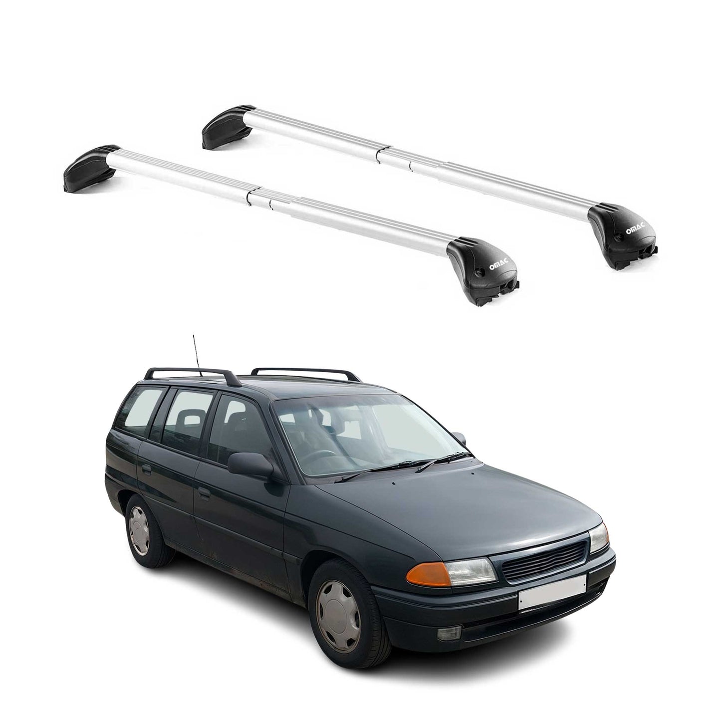 Bară de plafon pentru Opel Astra FG Estate 1991-2004 5 uși 100kg aluminiu argintiu 2x ABE