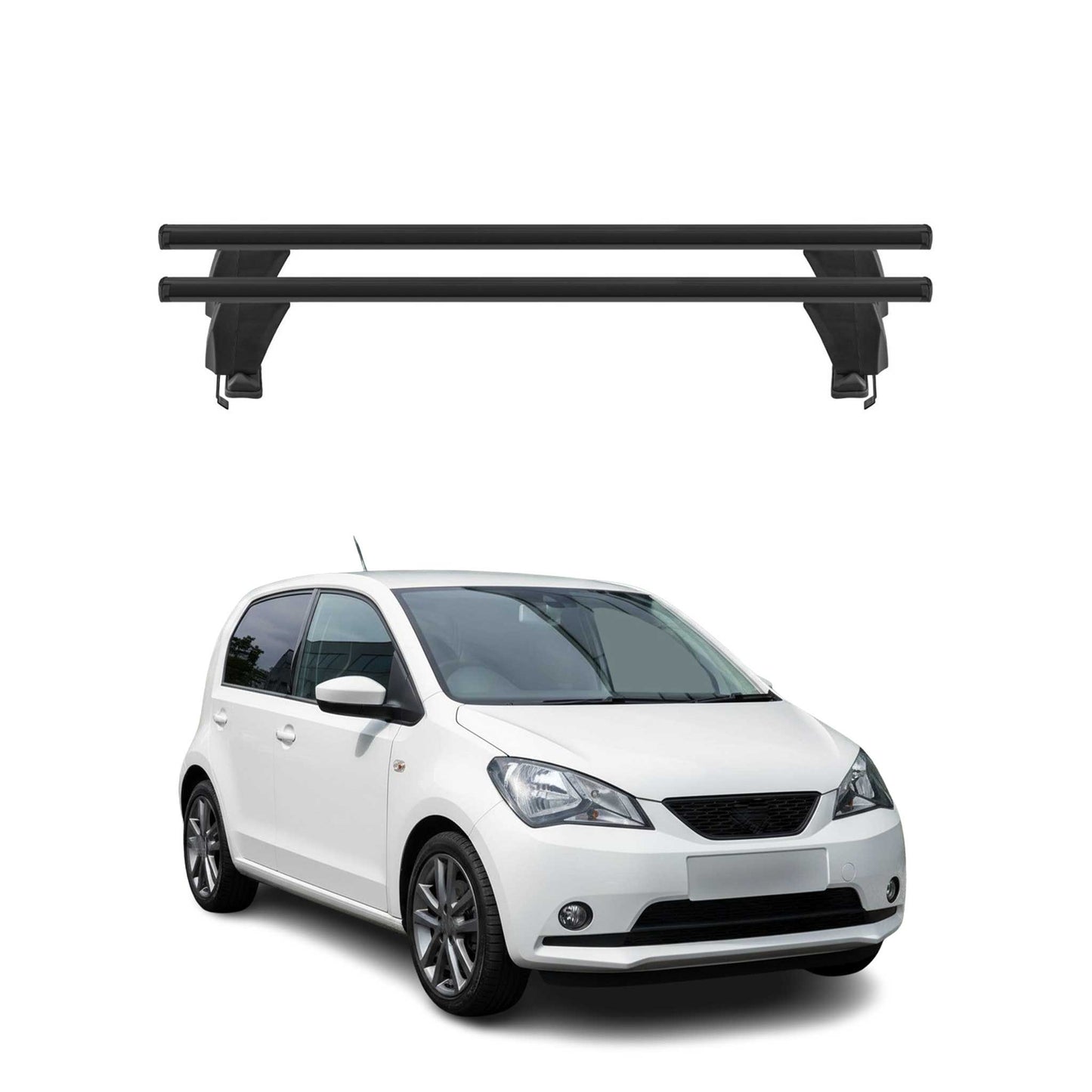 Menabo Dachträger Grundtäger für Seat Mii 2011-2021 50kg Aluminium Schwarz 2 tlg