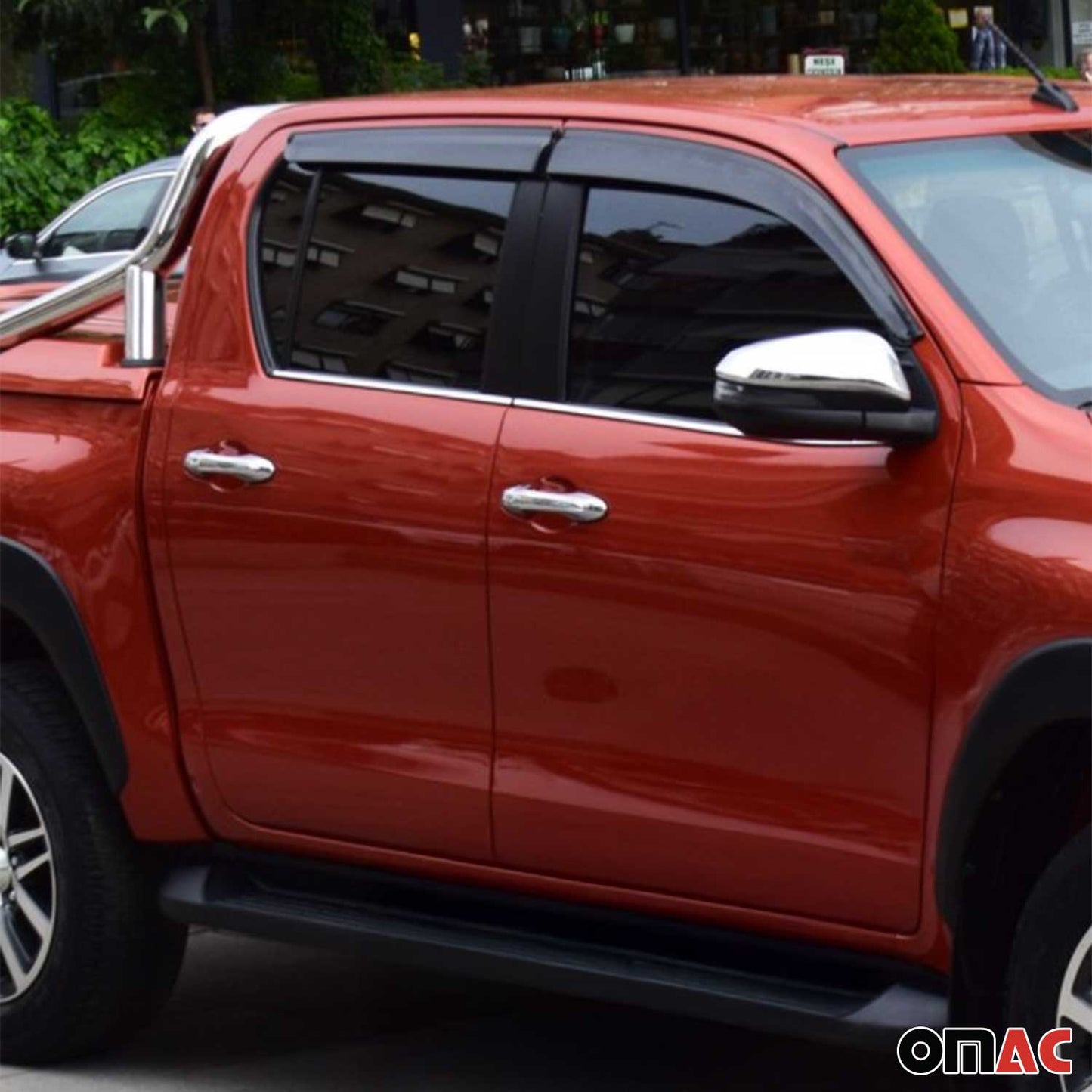 Benzi decorative pentru geamuri pentru Toyota Hilux 2015-2025, oțel inoxidabil cromat, 4 bucăți