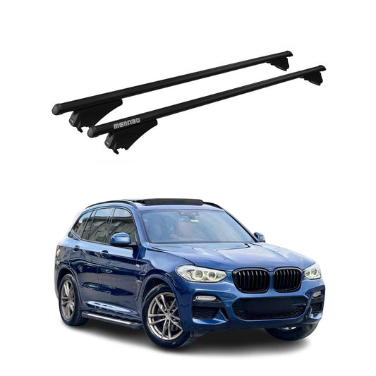 Menabo Dachträger Grundtäger für BMW X3 G01 2017-2024 75kg Alu Schwarz 2 tlg