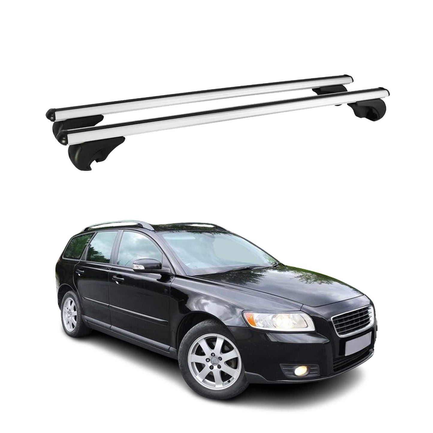 Dachträger für Volvo V50 2004-2012 Gepäckträger Grundträger Aluminium Silber 2x
