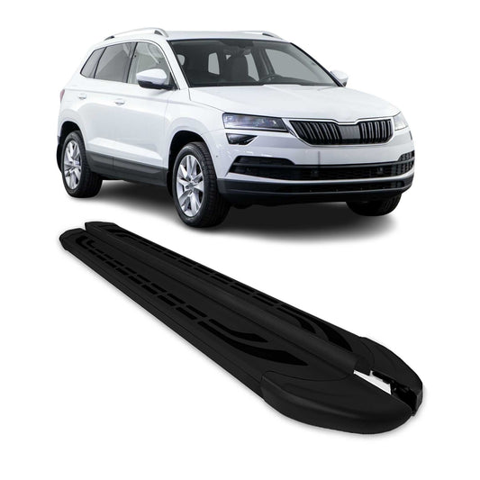 Trittbretter Seitenschweller für Skoda Karoq 2017-2025 Schwarz Aluminium 2 tlg