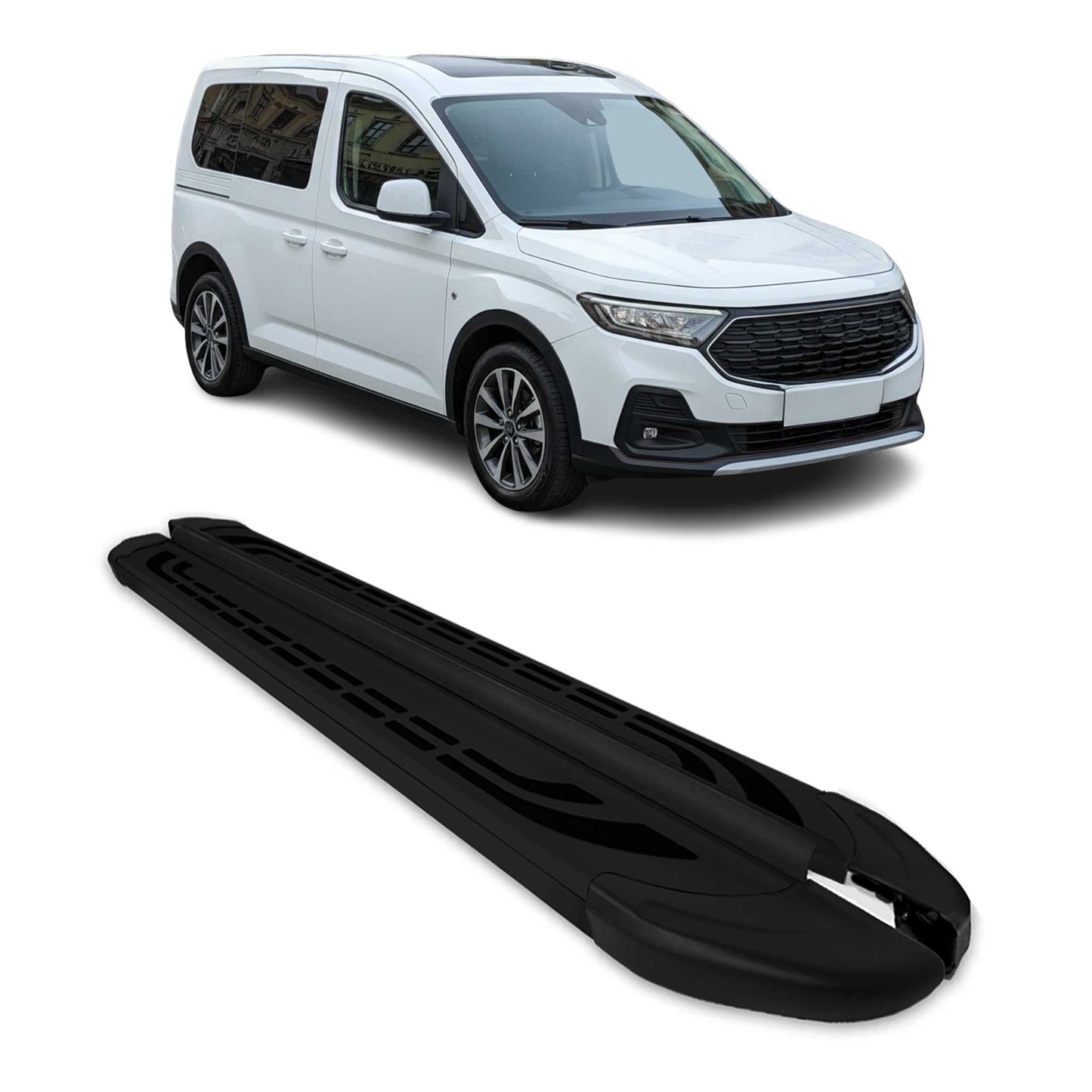 Trittbretter Seitenschweller für Ford Tourneo Connect 2021-25 Kurzer Alu Schwarz