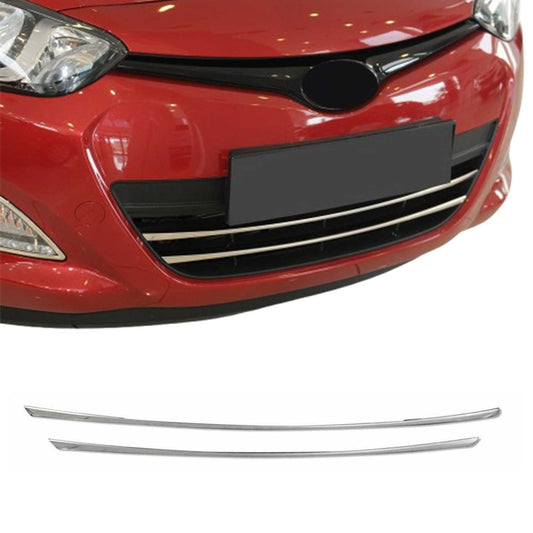 Benzi decorative grilă auto pentru Hyundai i20 2012-2014, oțel inoxidabil, argintiu, 2 bucăți