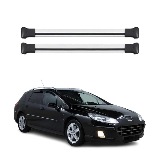 Portbagaj de plafon pentru Peugeot 407 Estate 2004-2011 75kg aluminiu argintiu 2 buc