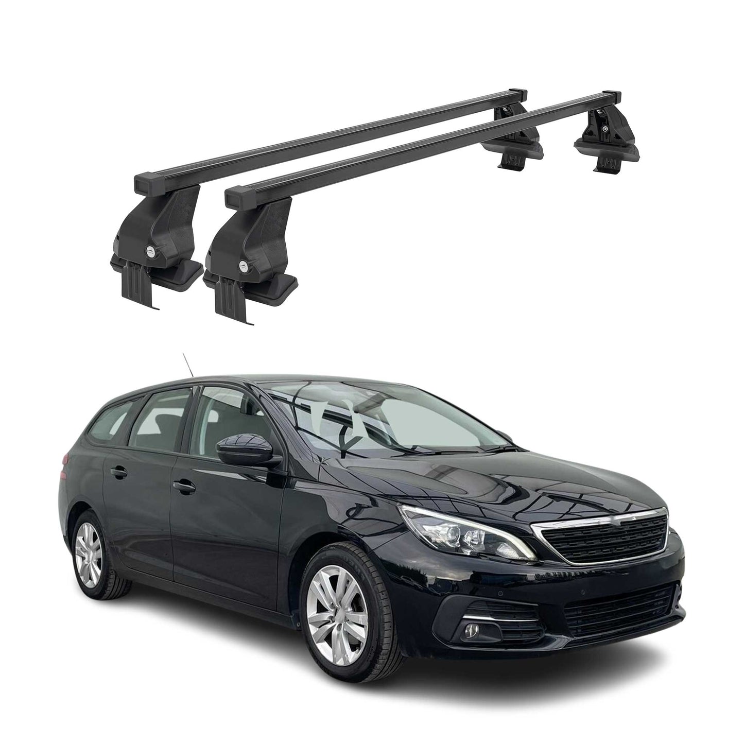 Menabo Dachträger Grundtäger für Peugeot 308 Kombi 2013-2021 50kg Stahl Schwarz