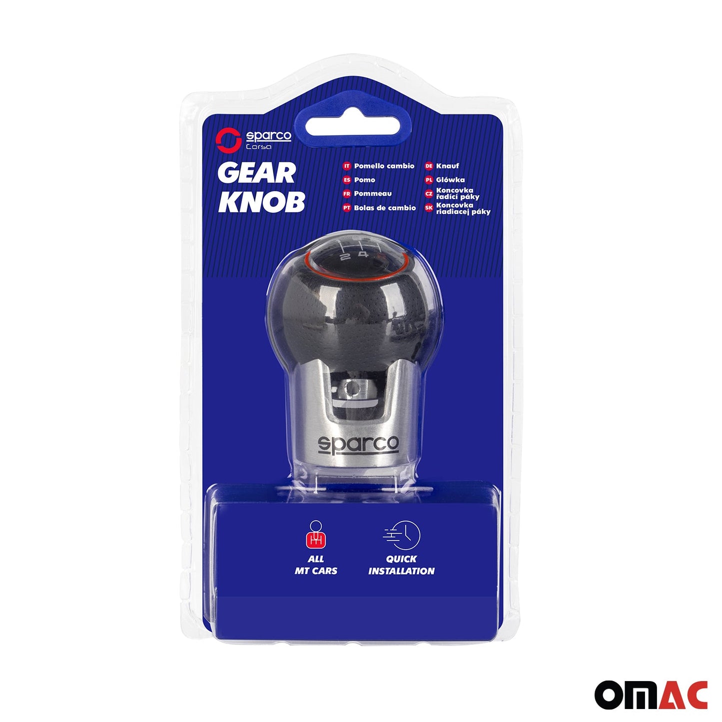 SPARCO Schaltknauf Schalthebel Schaltknopf Aluminium Kunstleder Schwarz Rot