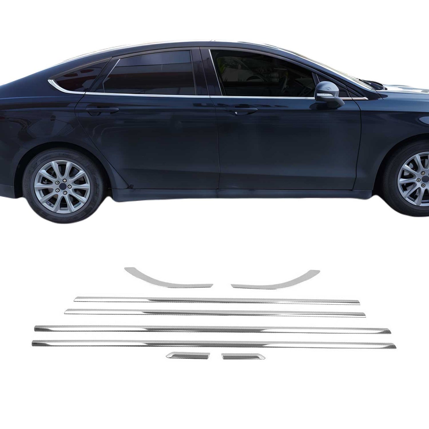 Benzi decorative pentru geamuri Ford Mondeo mk5 Sedan 2014-2022, oțel inoxidabil, 8 bucăți