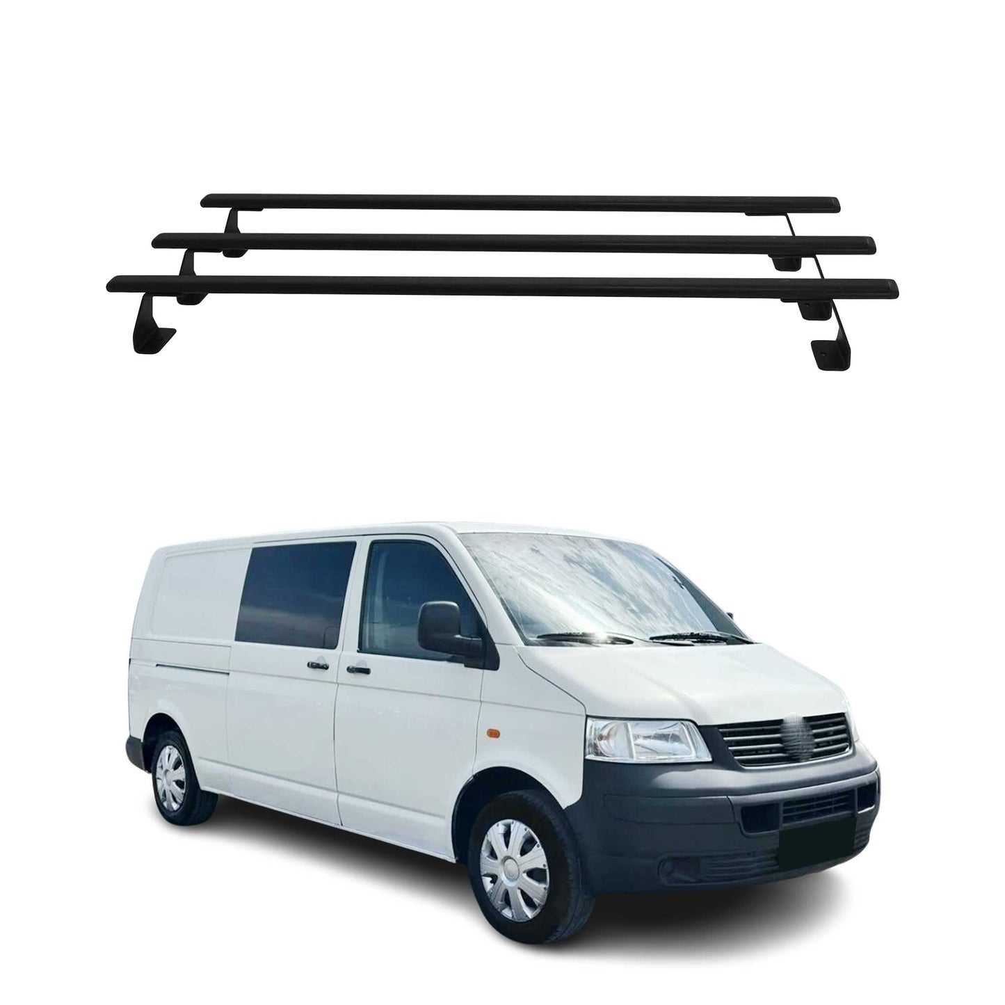 Dachträger Grundtäger für VW T5 Caravelle 2003-2015 75kg Stahl Schwarz 3 tlg