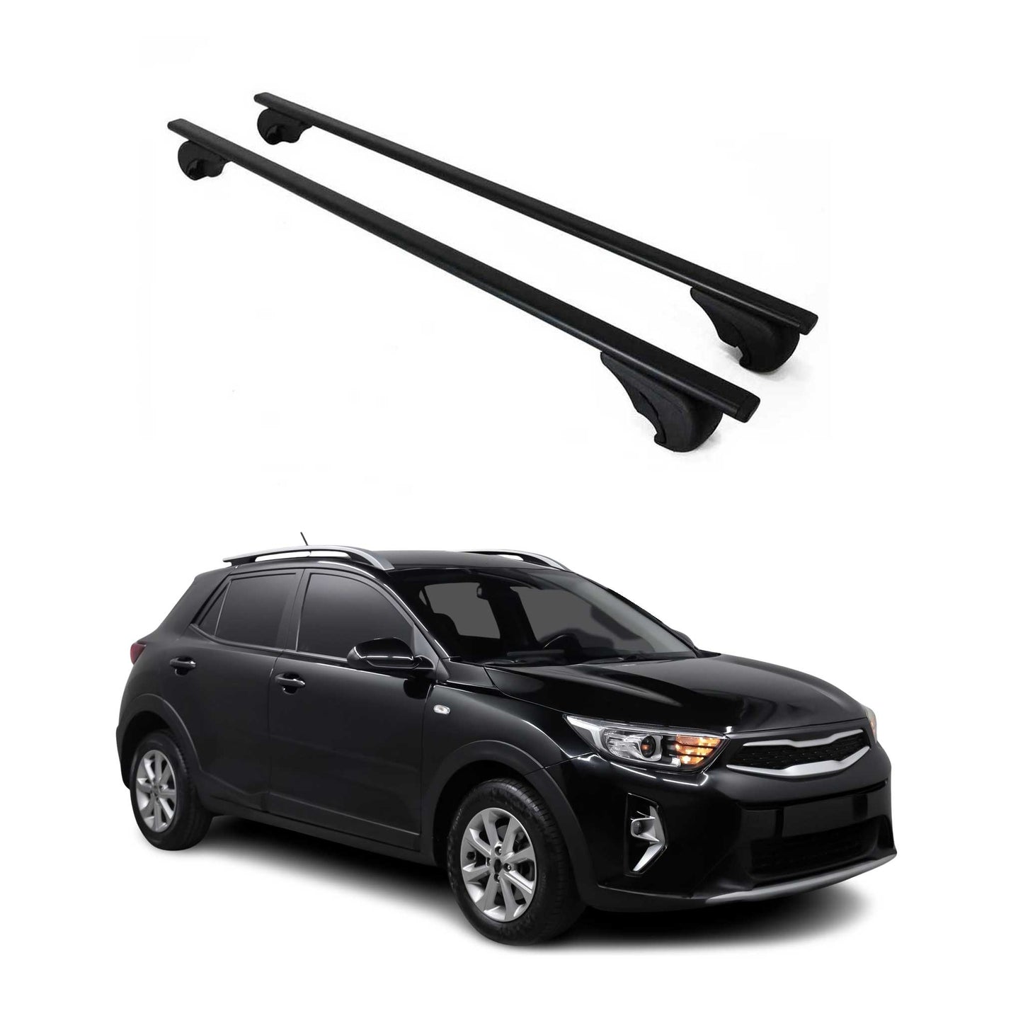 Portbagaj de plafon pentru Kia Stonic 2017-2025, 75kg, metal, negru, 2 bucăți