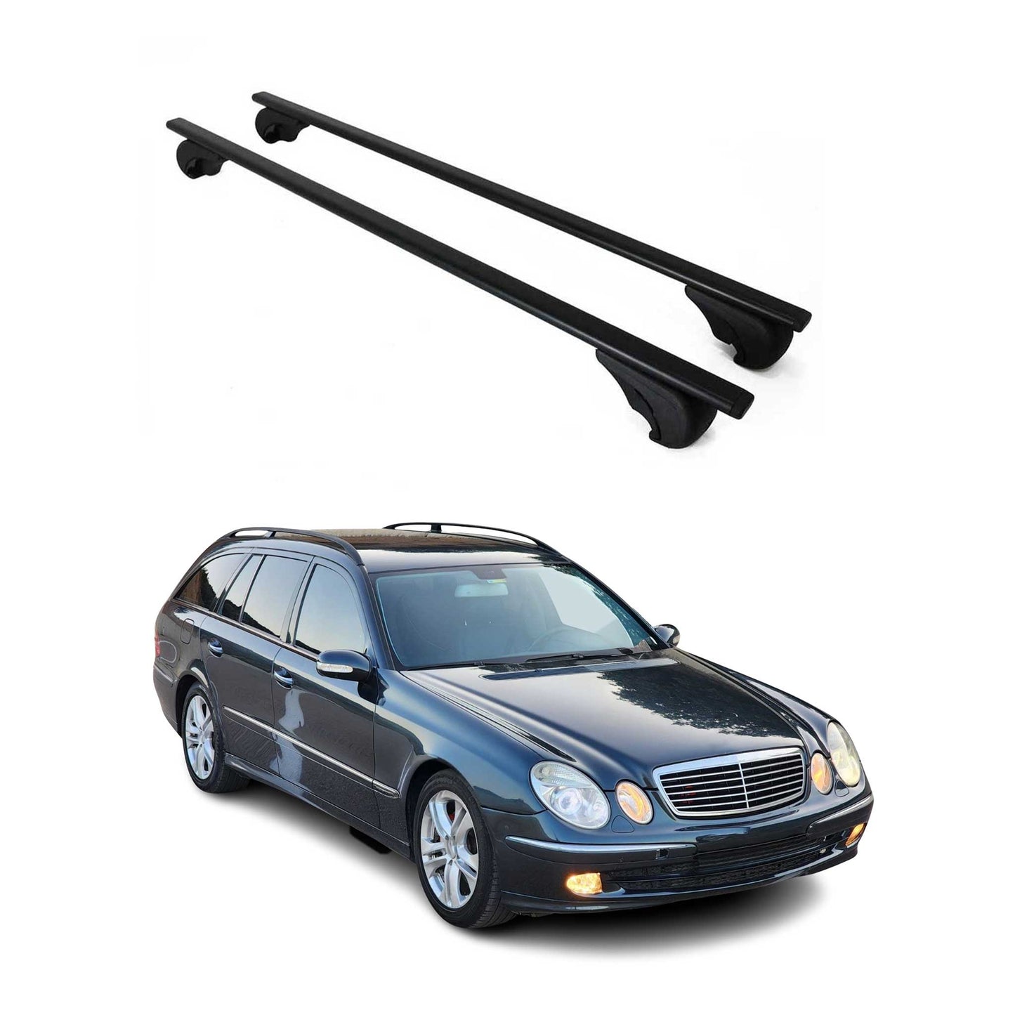 Dachträger für Mercedes E Klasse S211 T-Modell 2003-2009 75kg Metall Schwarz 2x