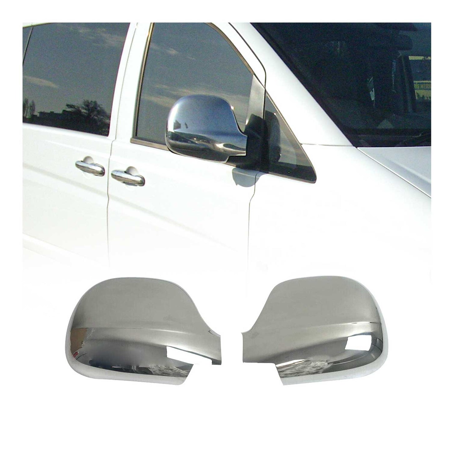 Spiegelkappen Spiegelabdeckung für Mercedes Vito W639 2003-2010 Edelstahl Silber