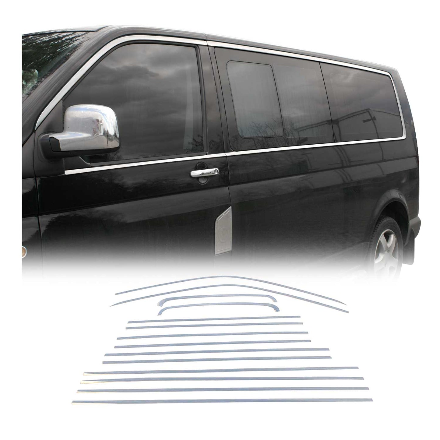 Fensterleisten Zierleisten für VW Caravelle T5 2003-2015 Kurzer Einzelschiebetür