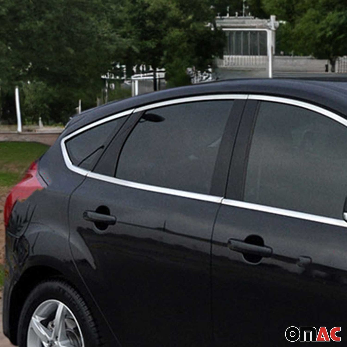 Benzi decorative pentru geamuri Ford Focus hatchback 2011-2015, oțel inoxidabil, 12 bucăți