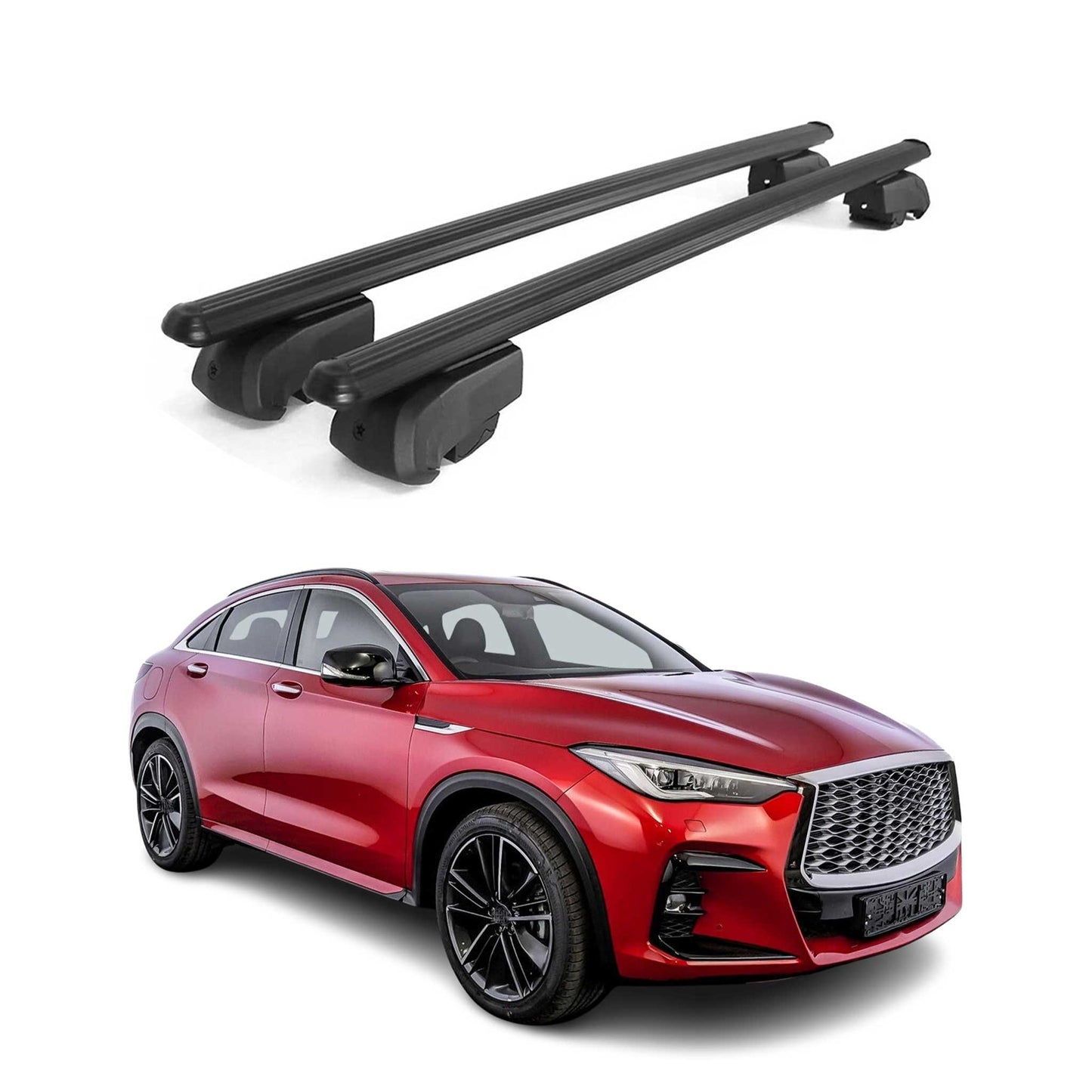 Portbagaj de plafon pentru Infiniti QX50 2019-2025 75kg aluminiu negru 2 buc