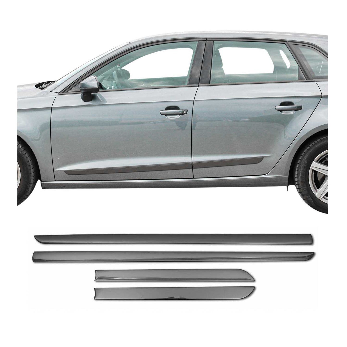 Türschutzleiste Seitentürleiste für Ford Mondeo 2007-2014 Chrom Stahl Dunkel 4x