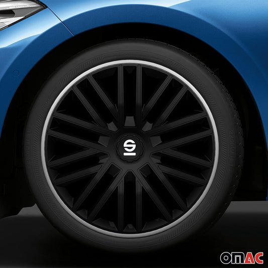 Radkappen Radzierblenden Sparco Bergamo 16" Zoll Abdeckung Set Schwarz Grau 4x