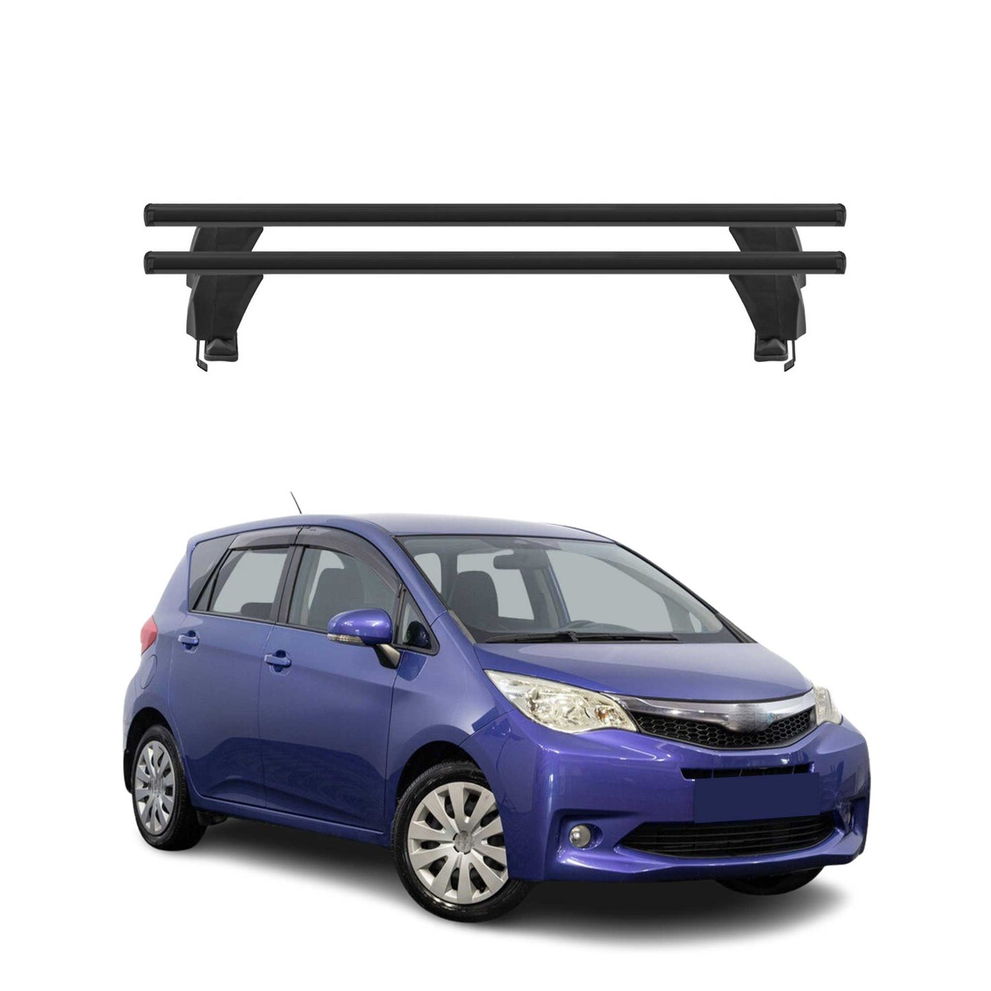 Menabo Dachträger Grundtäger für Subaru Trezia 2011-2016 50kg Alu Schwarz 2 tlg