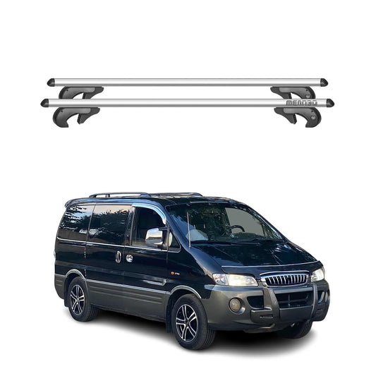 Menabo Dachträger Grundtäger für Hyundai Starex 1997-2007 90kg Alu Silber 2 tlg