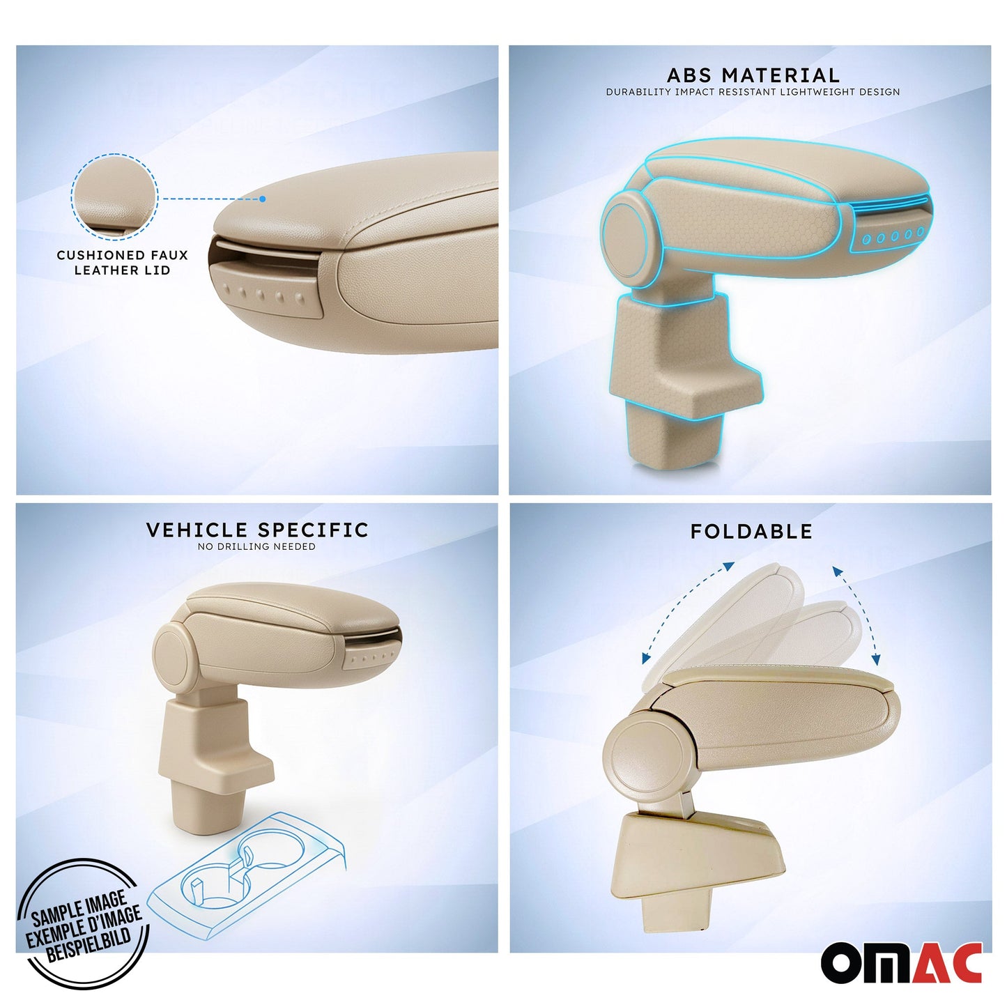 Mittelarmlehne Armlehne Mittelkonsole für Renault Clio 2012-2019 PU-Leder Beige