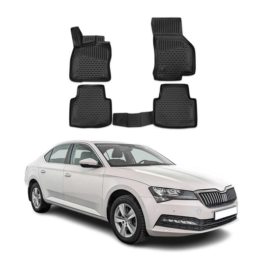 2015-2021 Skoda Superb Fußmatten TPE Schwarz 4 tlg