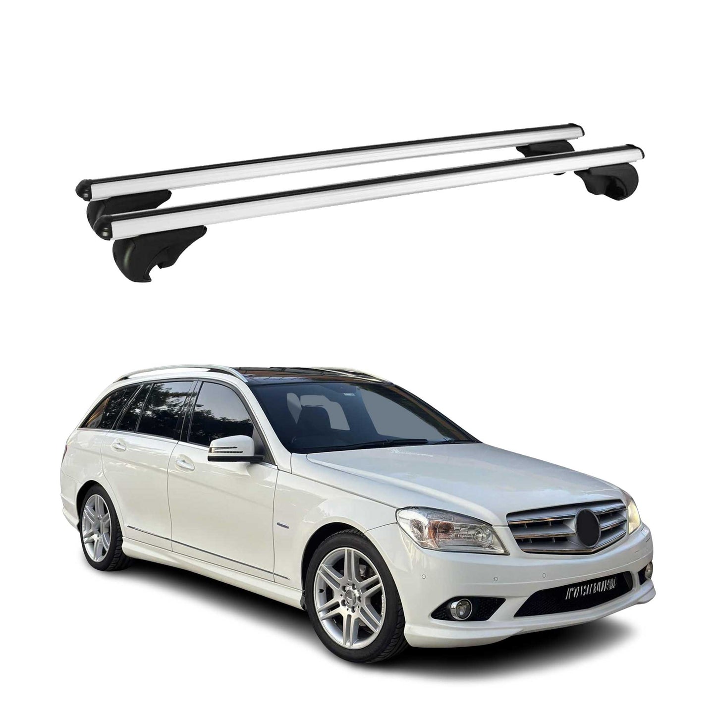 Dachträger für Mercedes C Klasse S204 T-Model 2007-2014 75kg Silber Alu 2x