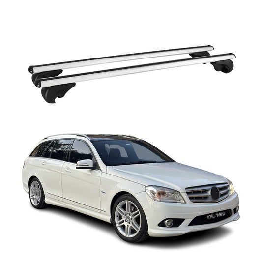 Dachträger für Mercedes C Klasse S204 T-Model 2007-2014 75kg Silber Alu 2x