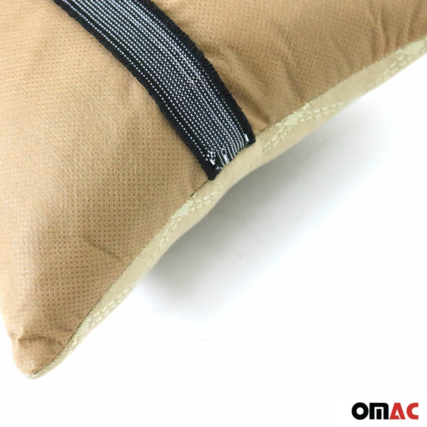 KFZ Auto Kopfstütze Sitzkissen Nackenstütze Textil & Leder Beige Schwarz 8x30 cm