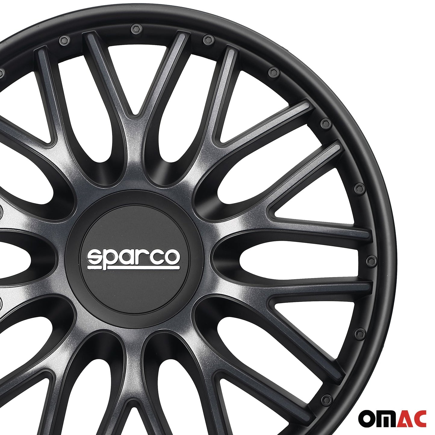Radkappen Radzierblenden Sparco Roma 16" Zoll Auto Abdeckung Set Grau Schwarz 4x