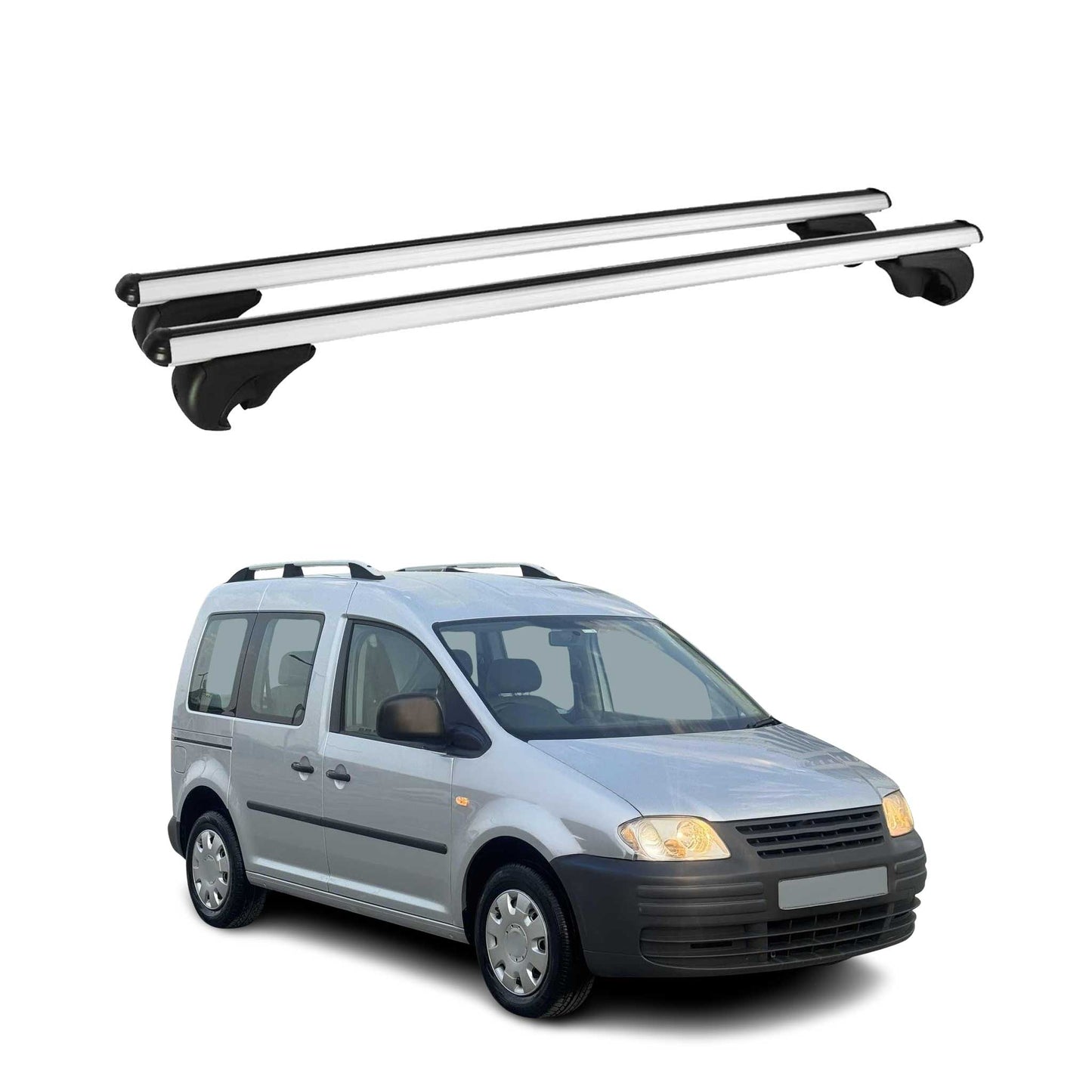 Dachträger Grundtäger für VW Caddy 2004-2015 75kg Aluminium Silber 2tlg