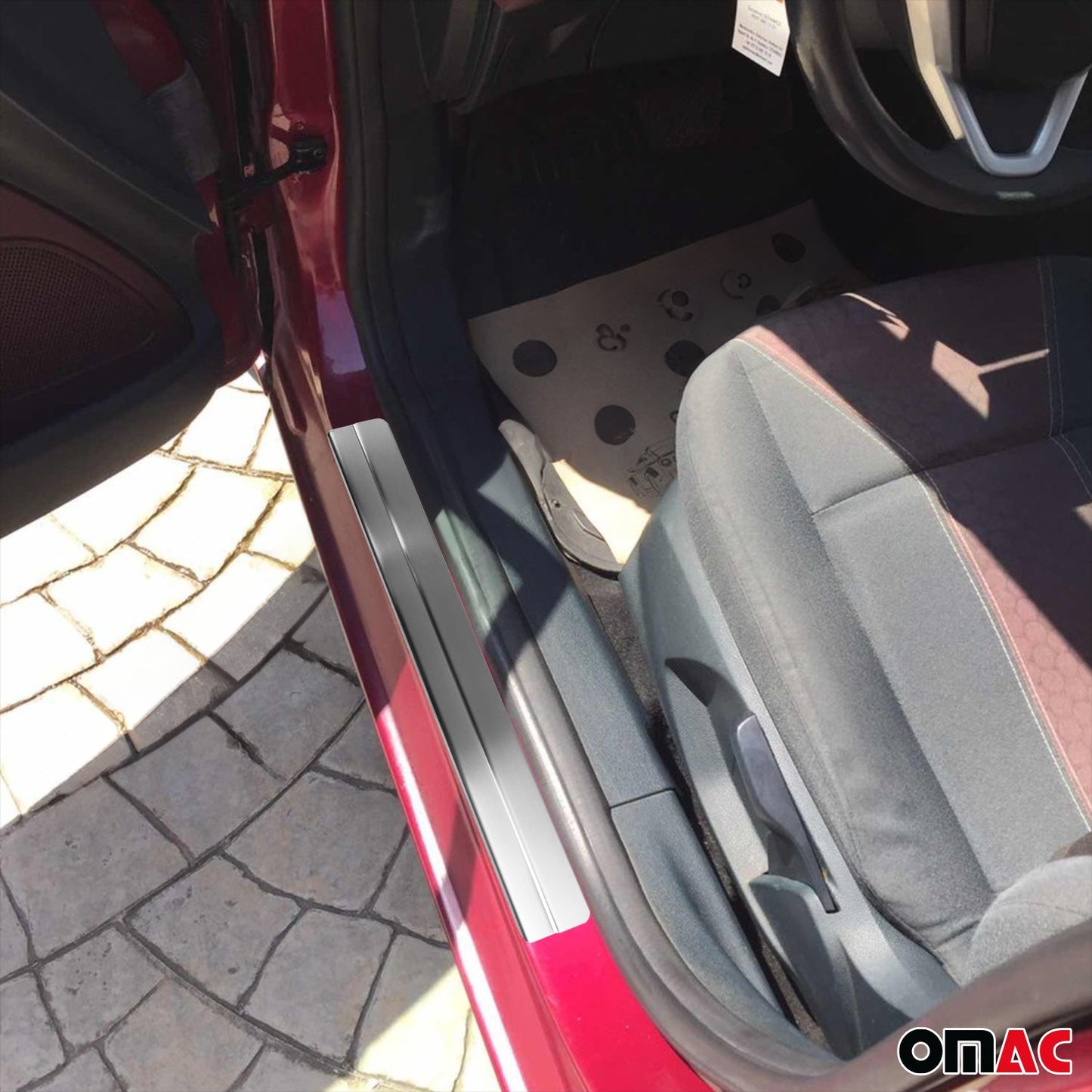 Ornamente prag uși pentru Ford Fiesta 2001-2008, oțel inoxidabil, argintiu, 4 bucăți