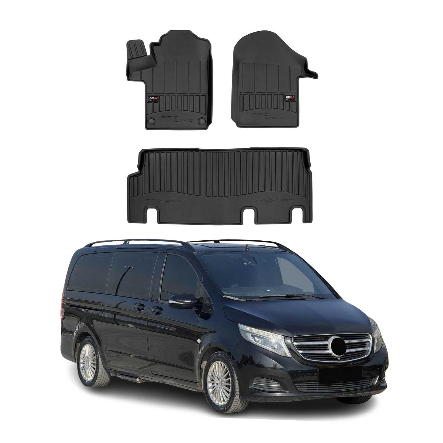 2014-2025 Mercedes Vito W447 Fußmatten TPE Schwarz 3 tlg