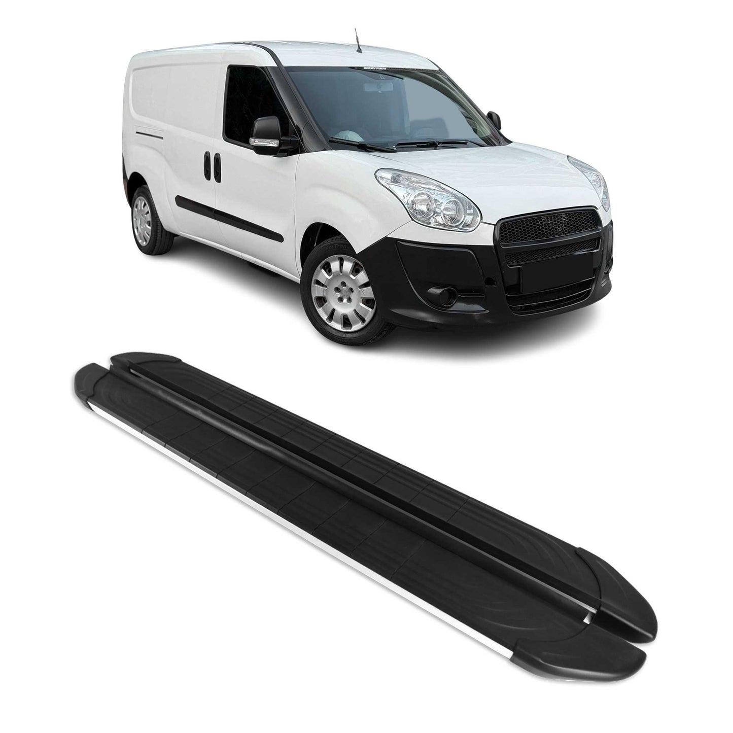 Seitenbretter Trittbretter für Fiat Doblo Maxi 2010-2021 Alu Grau Schwarz