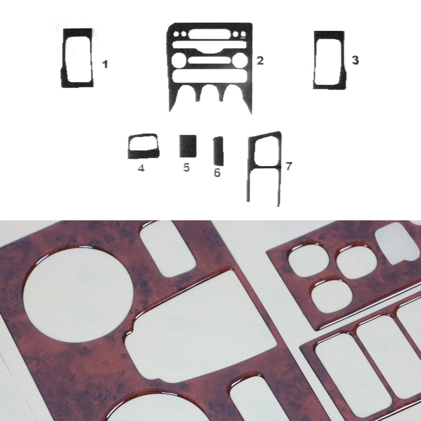 Ornamente interioare cockpit pentru Honda City 2006-2016, aspect lemn, set 7 piese