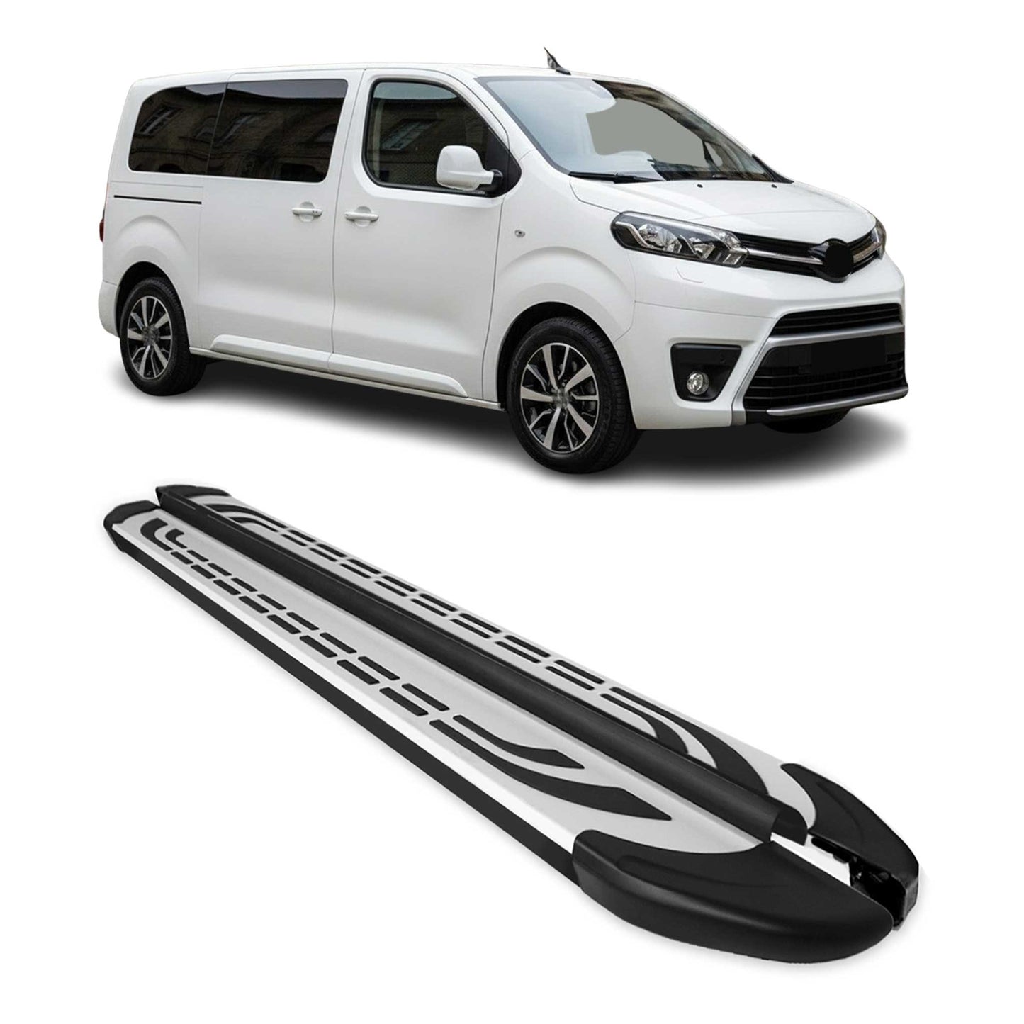 Trittbretter Seitenschweller für Toyota Proace 2017-2025 Kurzer Schwarz Alu